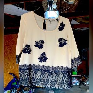 Beige and black blouse